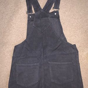Gray corduroy overall dress